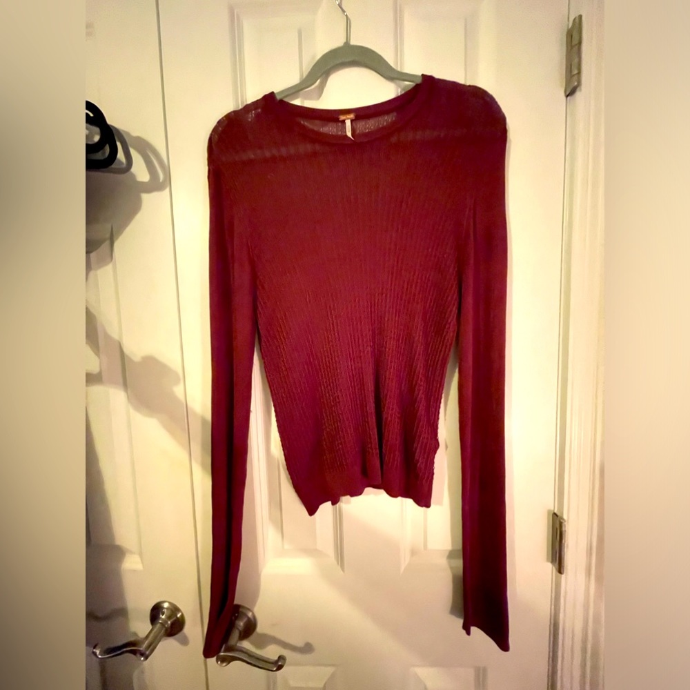 Free People burgundy mesh sweater size XL